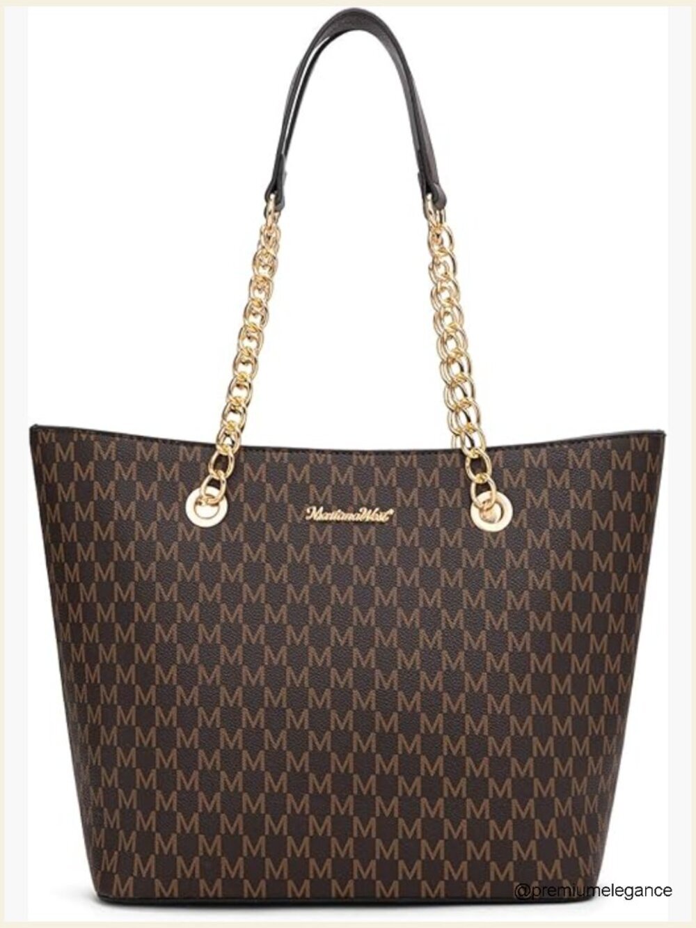 Chain Top-Handle Tote Bag with Faux Leather, Large Capacity Shoulder Bag for